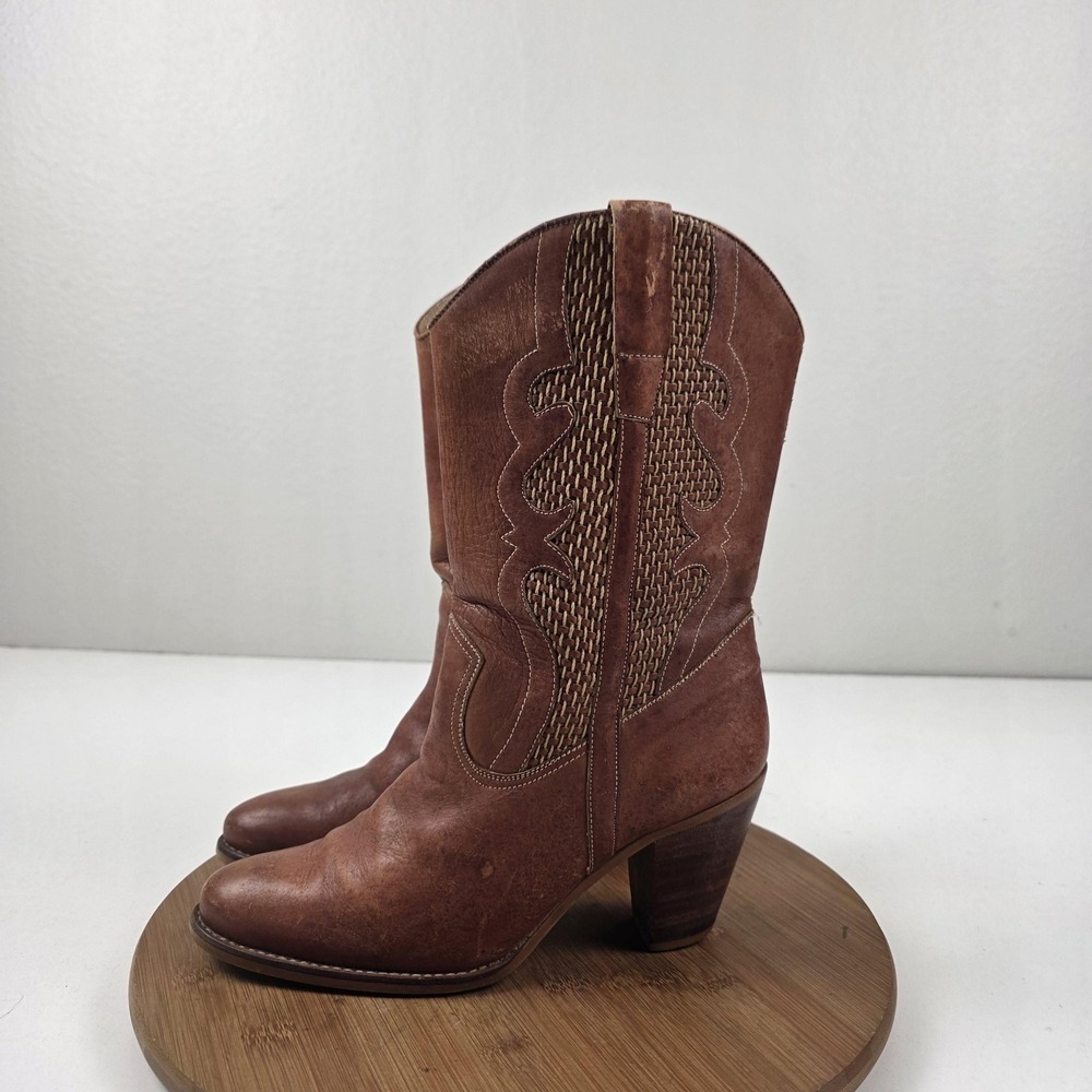 Vtg Endicott Johnson Festival Coachella Boots Womens Size 9 B Western Mid Calf